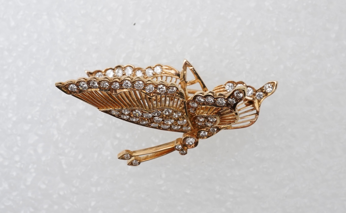 A diamond butterfly brooch